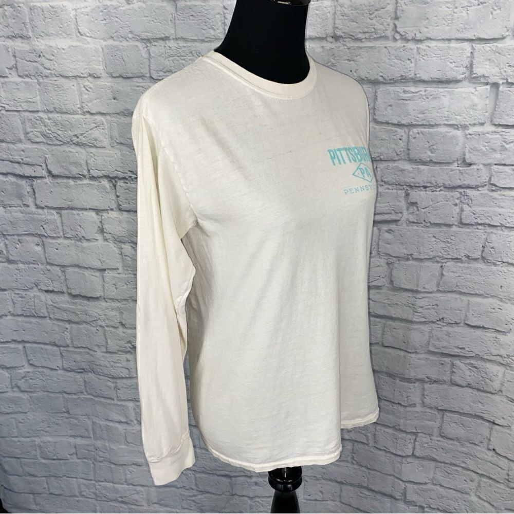 Gildan Pittsburgh Pa Longsleeve Crewneck off white 
t-shirt women size small - Picture 5 of 11